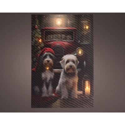 Lumineo kerst canvas honden led 38x58cm
