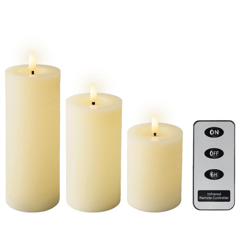 Lumineo LED candela set cera 3 pezzi crema