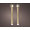 Juego de velas LED Lumineo cera oro h24,5cm