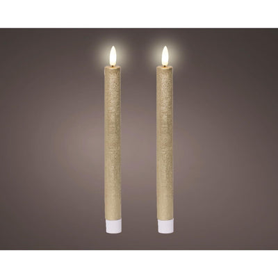 Lumineo led dinerkaarsenset wax goud h24,5cm