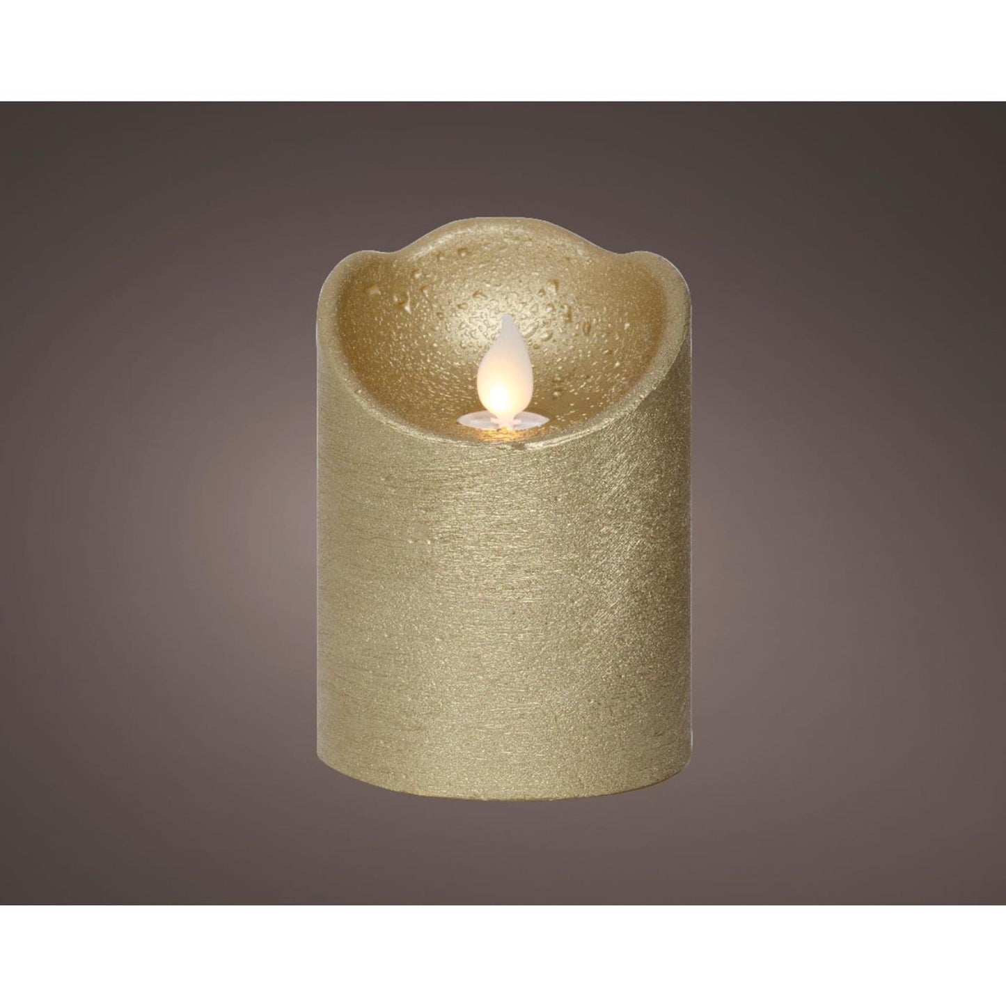 Lumineo LED candela ondulante cera oro ø7,5xh10cm