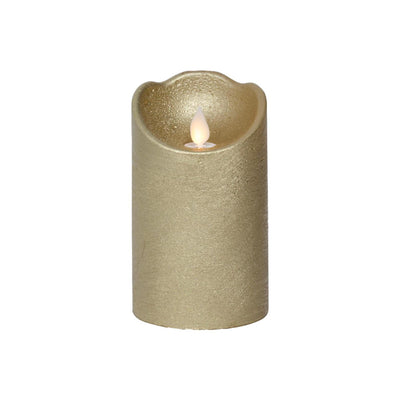 Lumineo LED candela ondulante cera oro ø7,5xh12,5cm