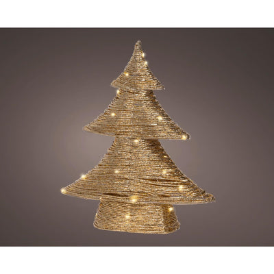 Lumineo Albero di Natale oro LED 10x34x40cm
