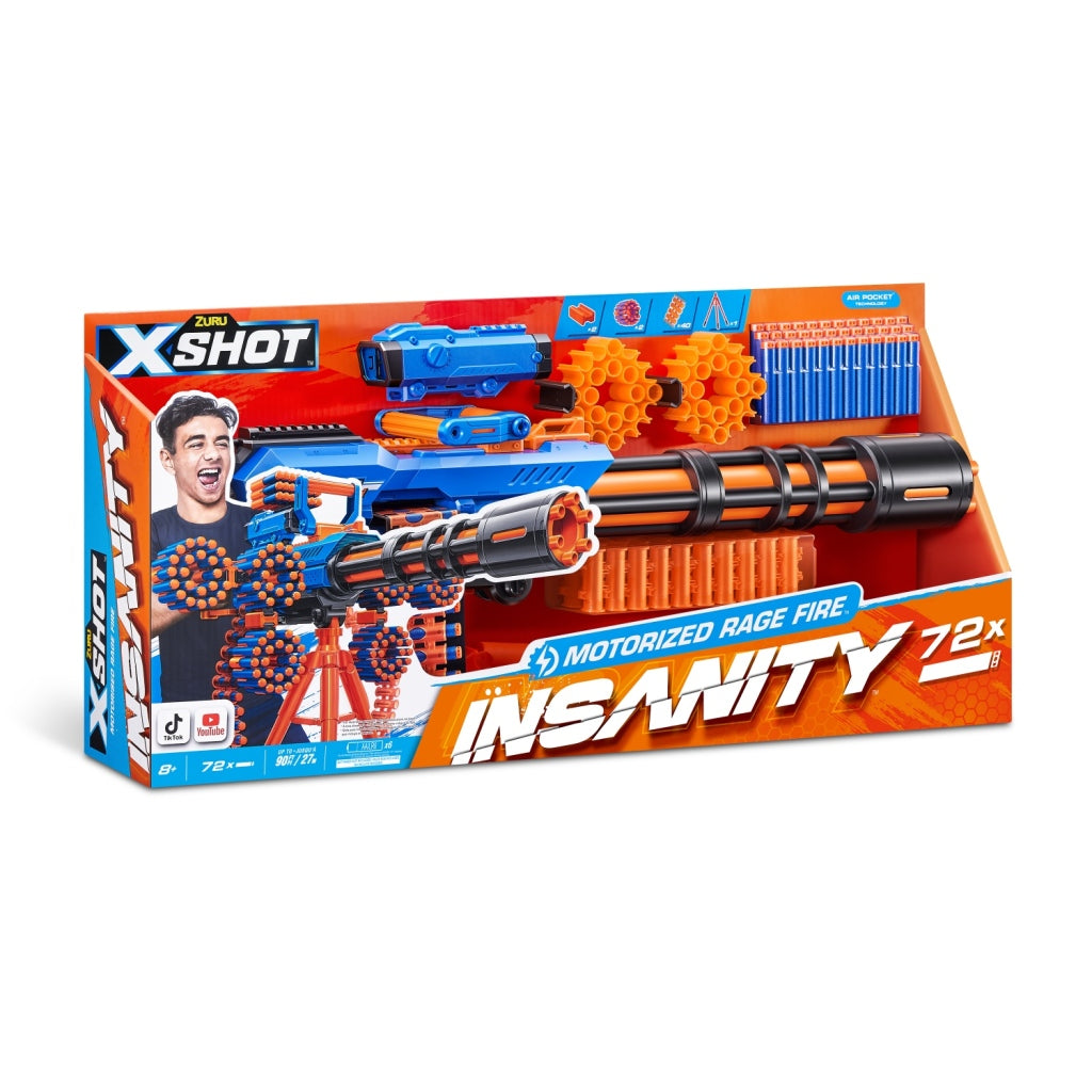 Zuru Zuru X-Shot Insanity Motorizado Rage Fire Fire Blaster + 72 Darts