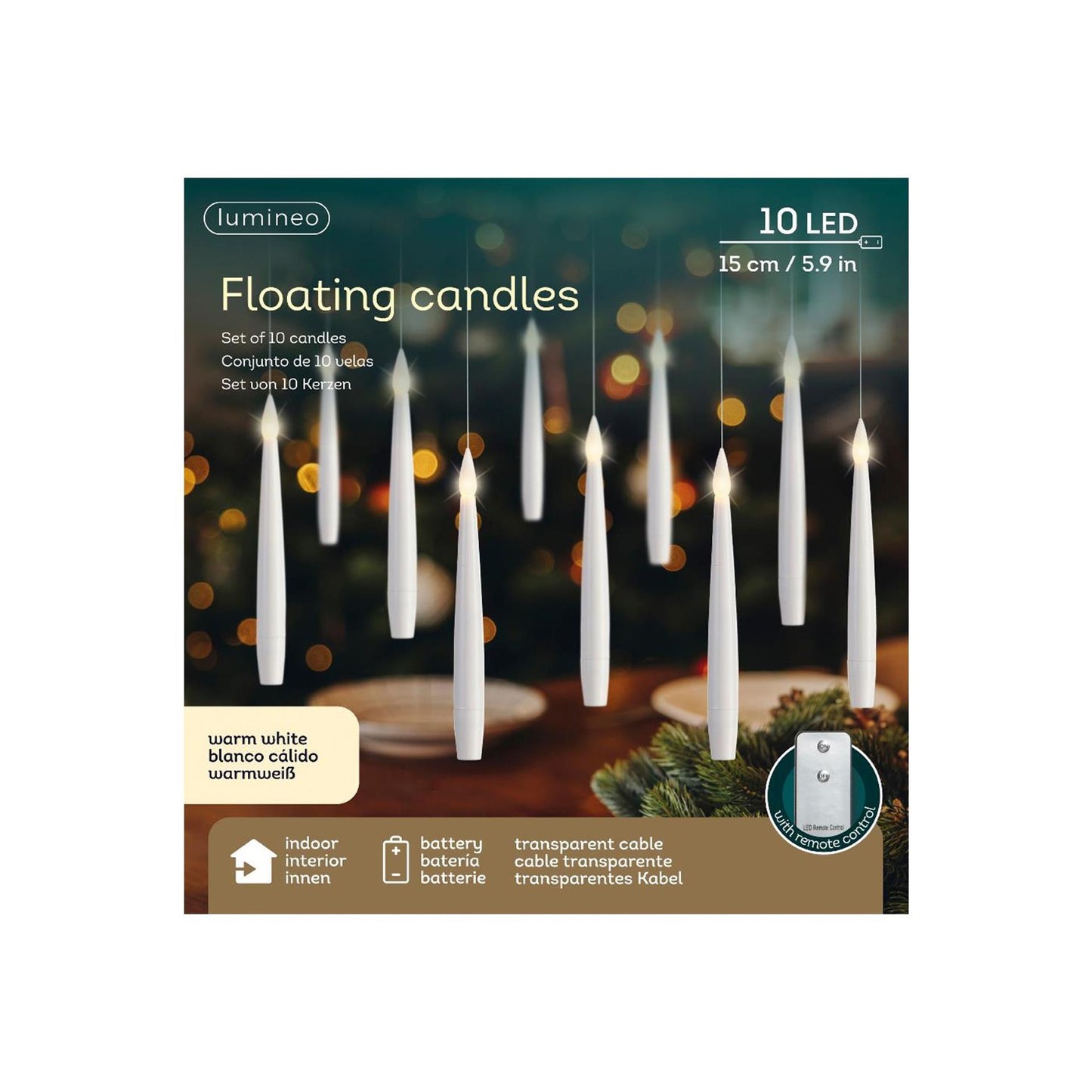 Set candele LED Lumineo 10 pezzi bianco ø1,5xh15cm