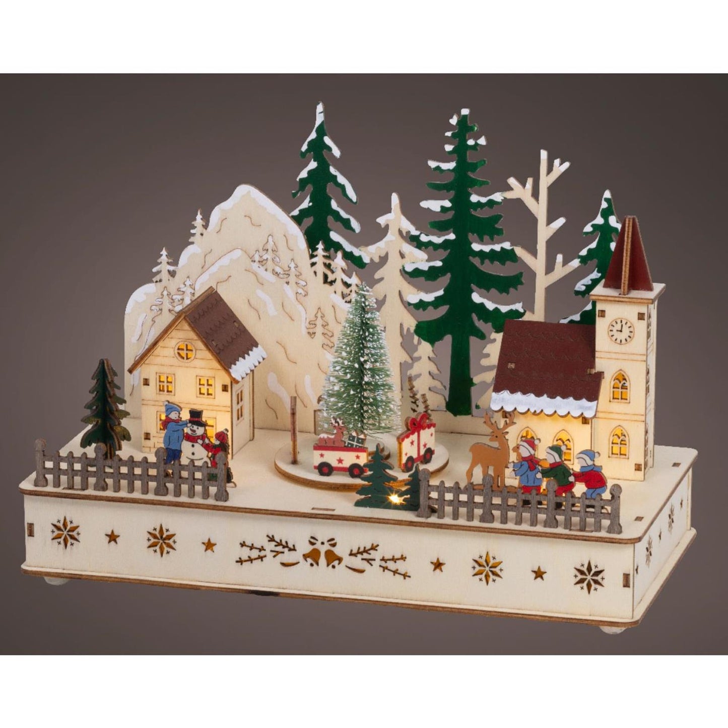 Lumineo kerstscene hout led 14x28x20cm