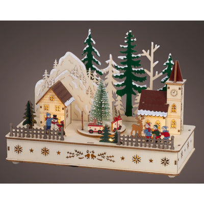 Lumineo kerstscene hout led 14x28x20cm
