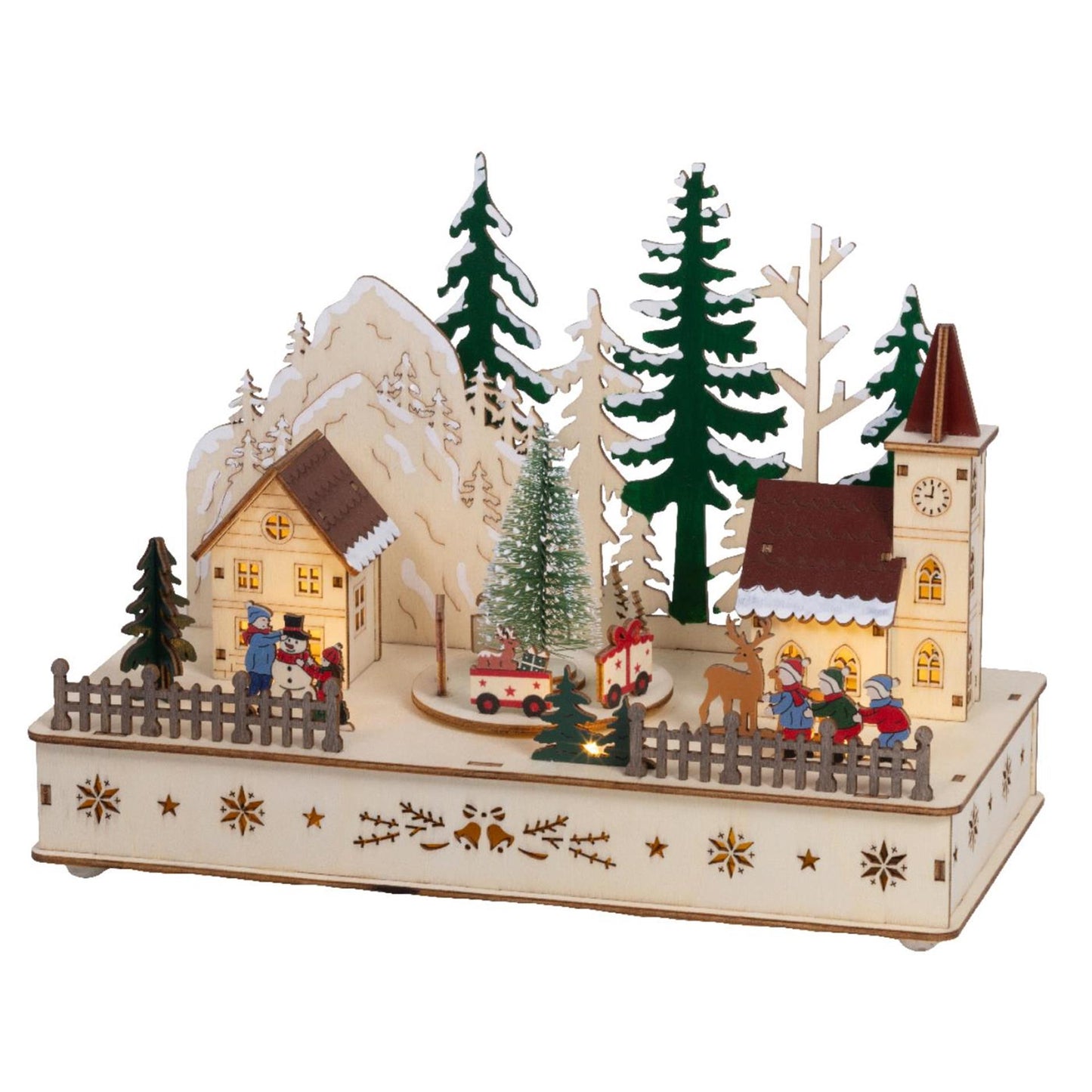Lumineo kerstscene hout led 14x28x20cm