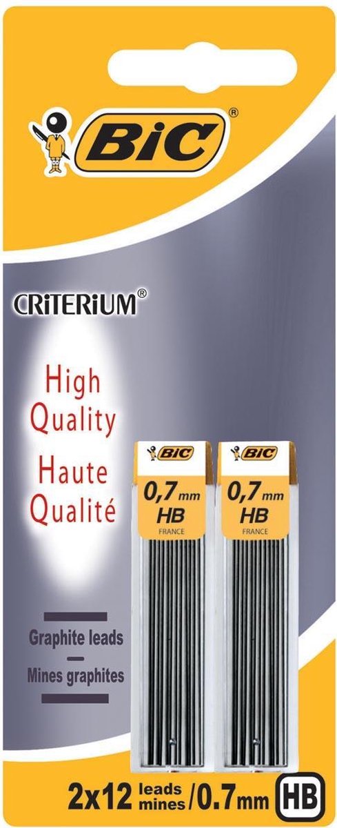 Bic - recambios para lápices - minas para lápices - 0,7 mm - 24 piezas