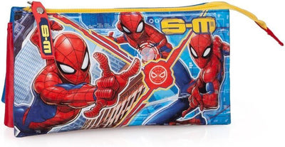 Estuche jim jam spiderman estuche 3 compartimentos con 2 cremalleras