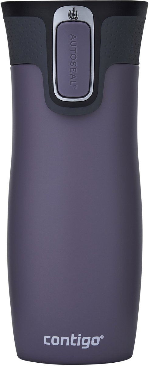 Contigo west loop autoseal thermos cup, 470 ml stainless steel insulated cup - plum - coffee cup-to-go, leak-proof cup-to-go with easy-clean lid, keeps warm for up to 5 hours