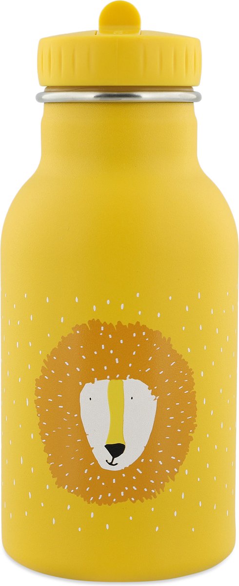 Botella termo Trixie - mr. león - botella de agua de acero inoxidable para niños - botella a prueba de fugas - 350 ml - amarillo