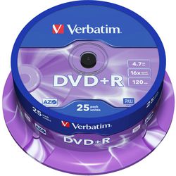 Perno DVD+R da 4,7 GB totale 16x 25 pezzi