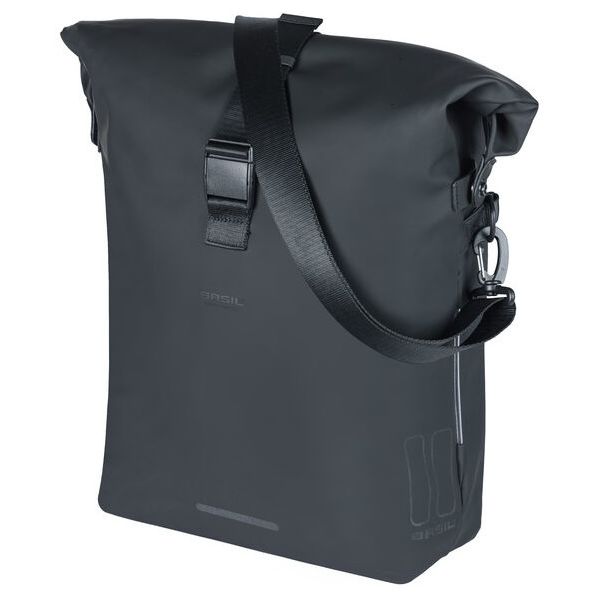 Basil SoHo MIK Side fietsschoudertas - zwart, waterdicht, PU, Nordlicht LED, 17l