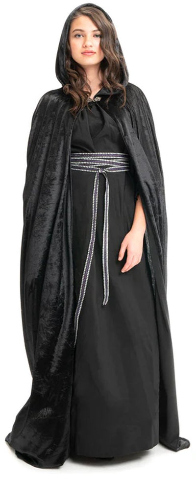 Pequeñas aventuras - abrigo negro con capucha - para adultos - unisex - 154 cm de largo