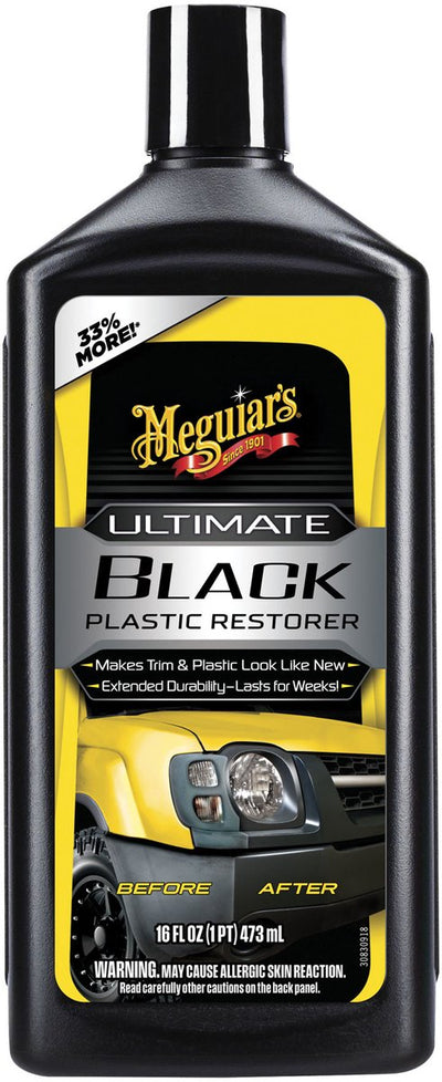 Il restauratore nero definitivo di Meguiar - per gomma e plastica - ripristina colore e lucentezza - protezione UV - si asciuga rapidamente - 473 ml