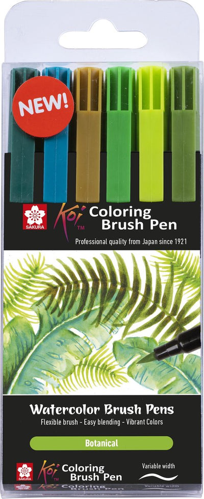 Sakura • koi coloring brush pen set 6 botanical