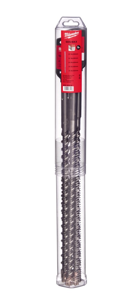 Set accessori Milwaukee martelli perforatori sds-max (5 pezzi) ø 16 18 x 540 mm + ø 20 22 25 x 520 mm - 4932352800