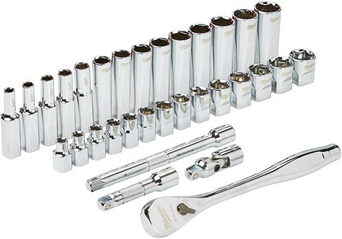 Accessori Milwaukee Set di 3 cricchetti e bussole da 8" | sistema metrico | 32 pezzi - 4932464945