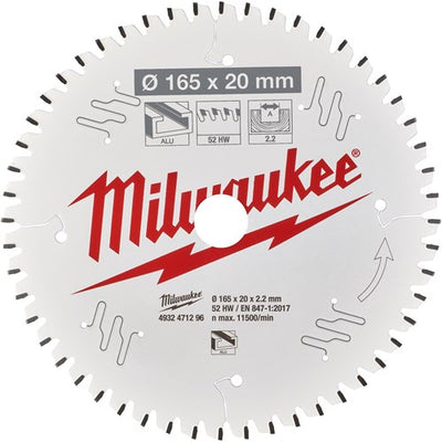 Milwaukee accesorios hoja sierra circular p alu165x20x2.2x52tf neg. - 4932471296