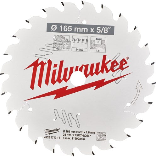 Accesorios Milwaukee hoja de sierra circular hm | 165 x 15,87 x 24t | laminado madera mdf - 4932471311