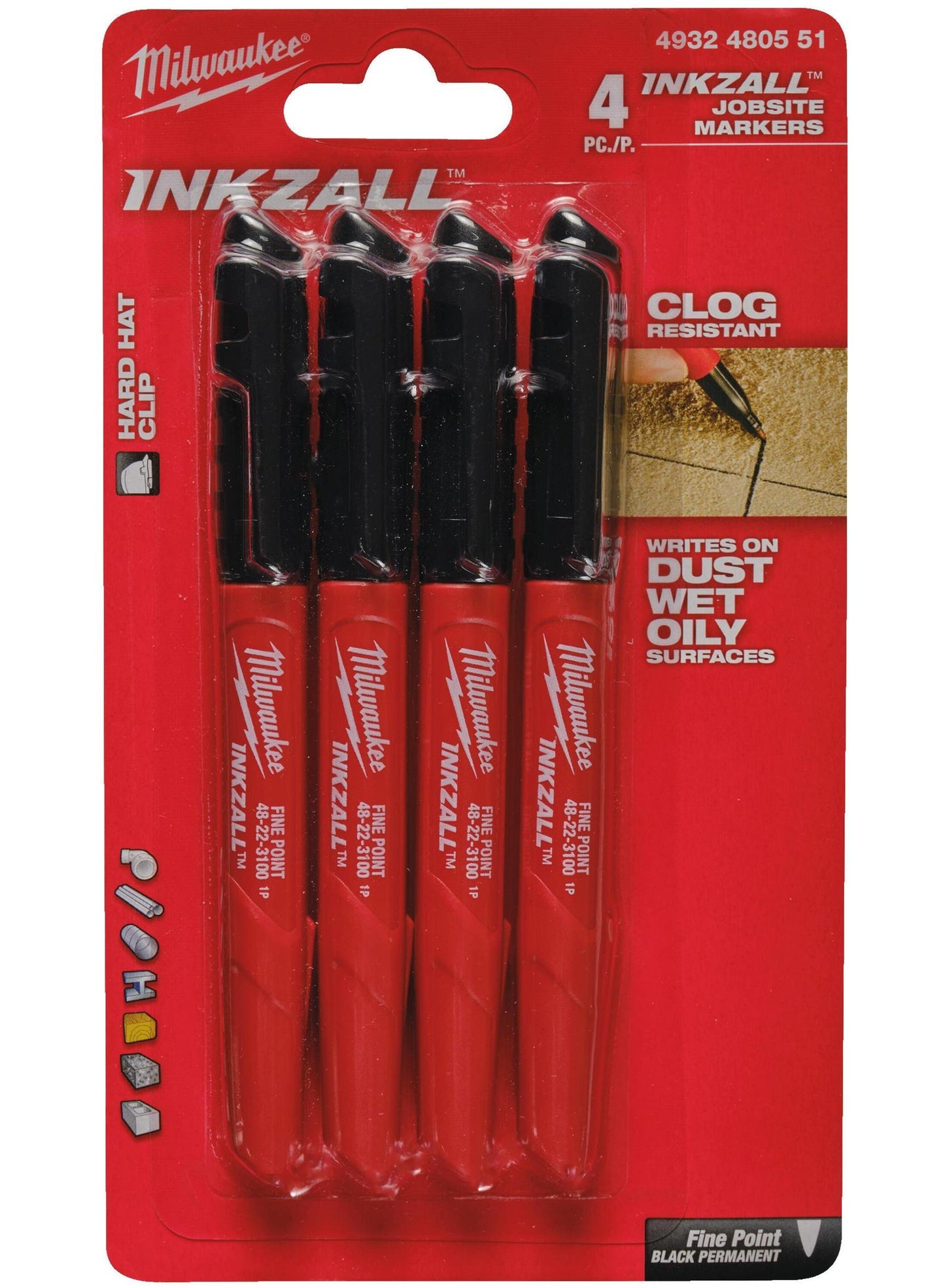Accessori Milwaukee pennarelli inkzall | nero | 4 pezzi - 4932480551