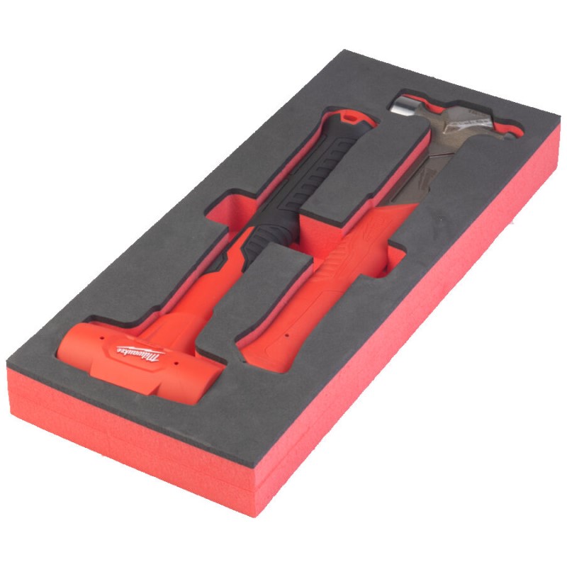 Accesorios Milwaukee martillos con incrustaciones de espuma: martillo con cabeza esférica de 450 g y martillo sin retroceso de 790 g (2 piezas) - 4932493254