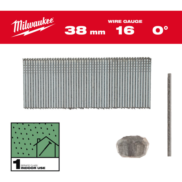 Milwaukee afwerkspijker gegalvaniseerd | 16g | 38mm | sc1 | 2500 stuks - 4932498314