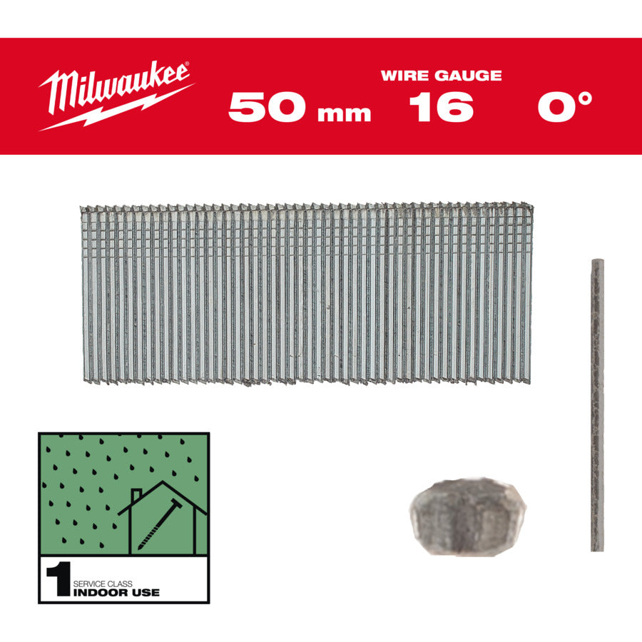 Clavo de acabado Milwaukee galvanizado | 16g | 50 mm | sc1 | 2500 piezas - 4932498316