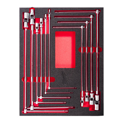 Set di chiavi a bussola a T con inserto in schiuma Milwaukee con giunto cardanico | 10 pezzi - 4932499295