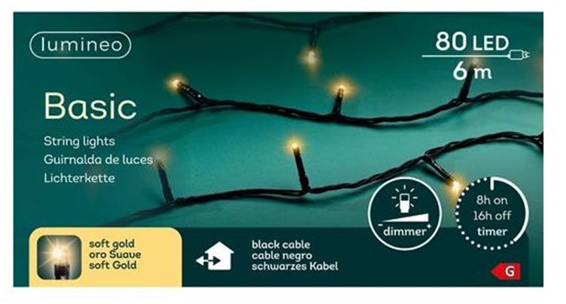 Lumineo basic luci natalizie 80led champagne