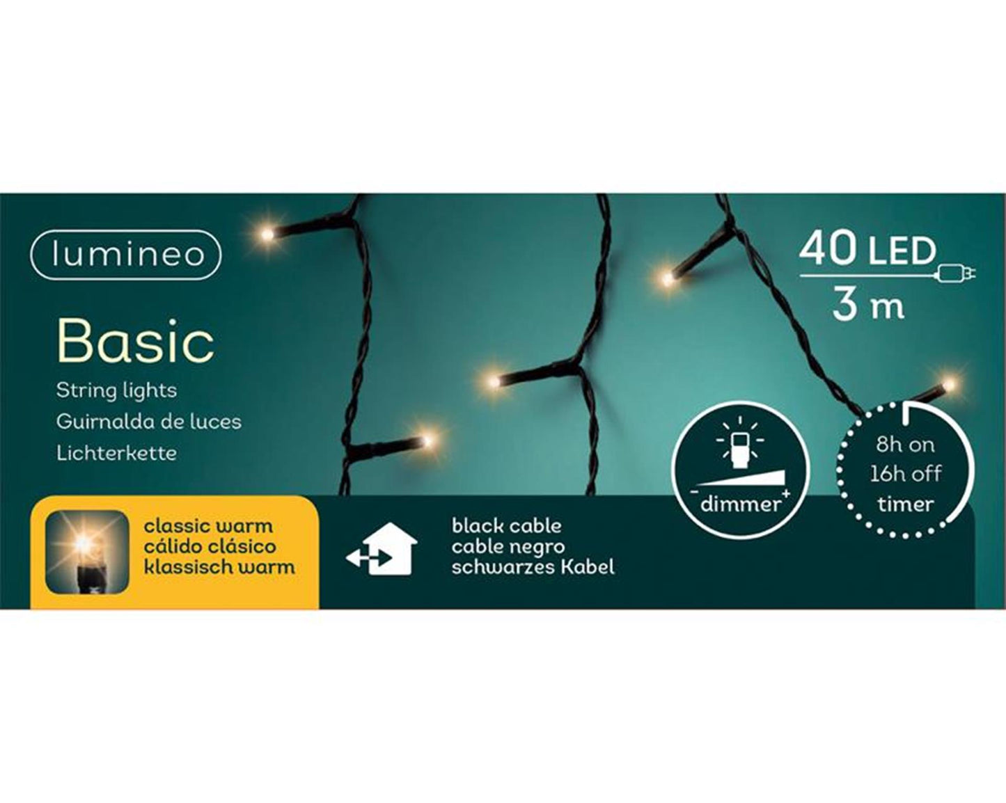 Lumineo kerstverlichting basic 40led classicwarm