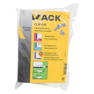 Mack 1071152 - 2 nativi. clip morbido cl. Anta sopra intonaco 35mm 165° | 5 pezzi