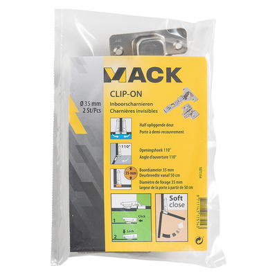 Mack 1071154 - 2 nativi. clip morbido cl. Porta semi-in battuta 35mm 110° | 5 pezzi