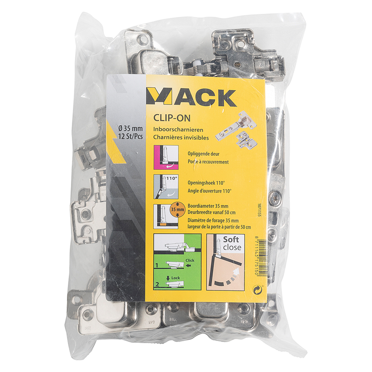 Mack 1071155 - 12 nativi. clip on soft cl.35mm anta 110° sopra intonaco | 5 pezzi