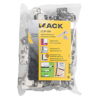 Mack 1071155 - 12 nativi. clip on soft cl.35mm anta 110° sopra intonaco | 5 pezzi