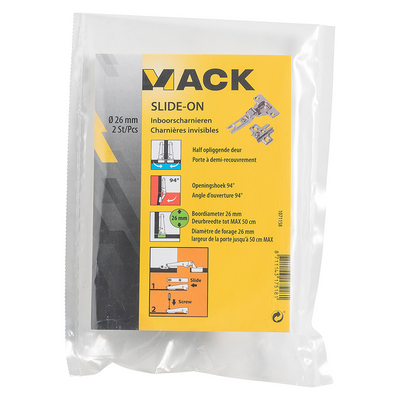 Mack 1071158 - 2 cerniere forate scorrevoli su anta semi-in battuta 26mm 110° | 5 pezzi