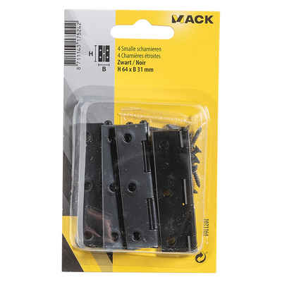 Mack 1071164 - 4 cerniere strette nere h 64 x l 31 mm | 5 pezzi