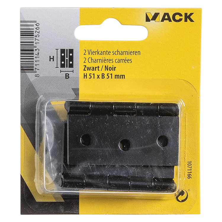 Mack 1071166 - 2 cerniere quadre nere h 51 x l 51 mm | 5 pezzi