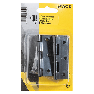 Mack 1071169 - 4 cerniere pesanti nere h 63 x l 42 mm | 5 pezzi