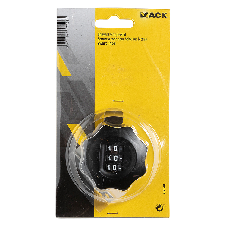 Mack 1071219 - brievenkast cijferslot zwart rond | 3 stuks