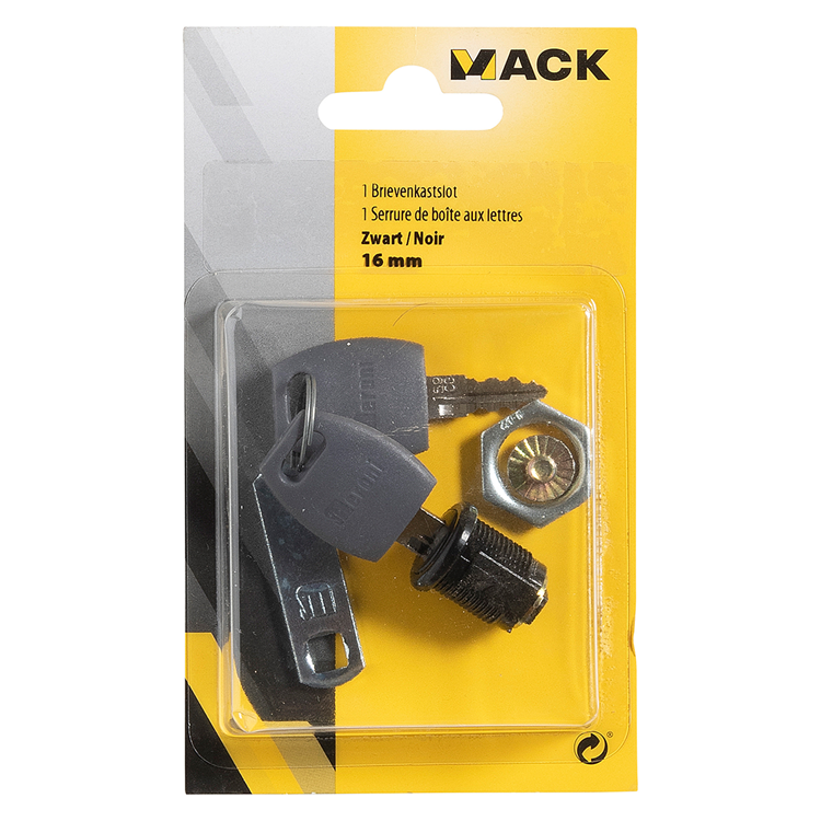 Mack 1071220 - serratura per cassetta delle lettere nera 16mm | 5 pezzi