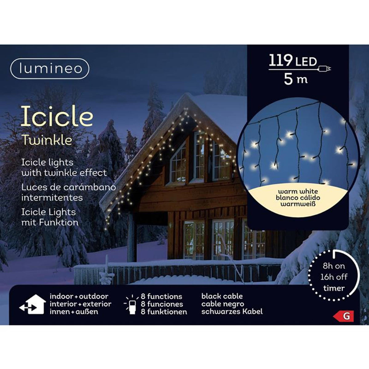 Lumineo icicle lighting 5m 119LED w.white