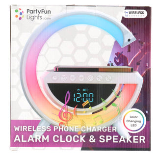 Radio despertador sin marca + cargador de teléfono + altavoz 23x23,5x8,4 cm