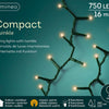 Lumineo led compact lights twinkel effect 750l 16m, 8 functie twinkel effect, 8uur timer- voor binnen en buiten