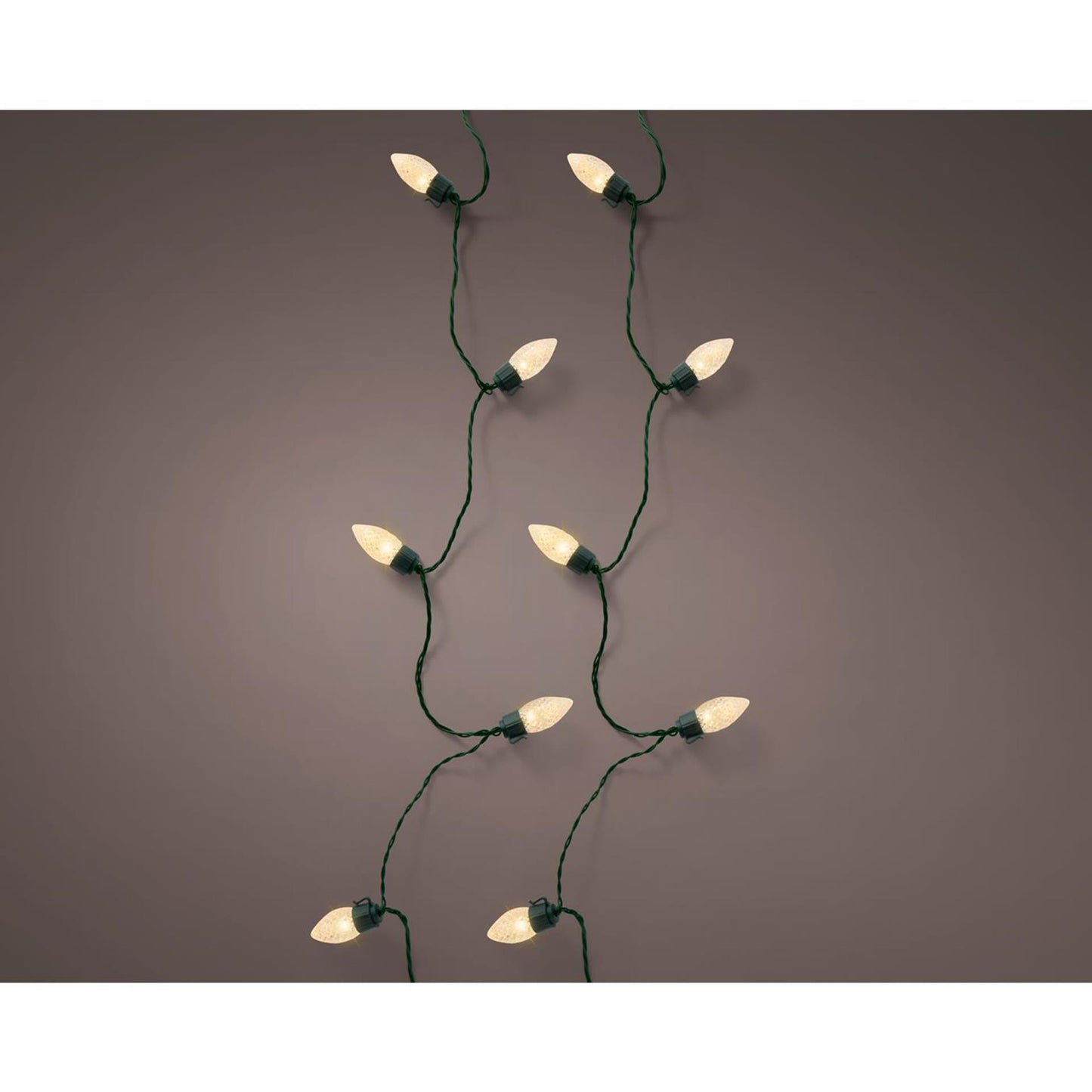 Lumineo LED vintage iluminación para árbol de Navidad 8 funciones efecto centelleo 50LED 980cm verde oro suave