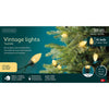 Lumineo LED vintage iluminación para árbol de Navidad 8 funciones efecto centelleo 50LED 980cm verde oro suave