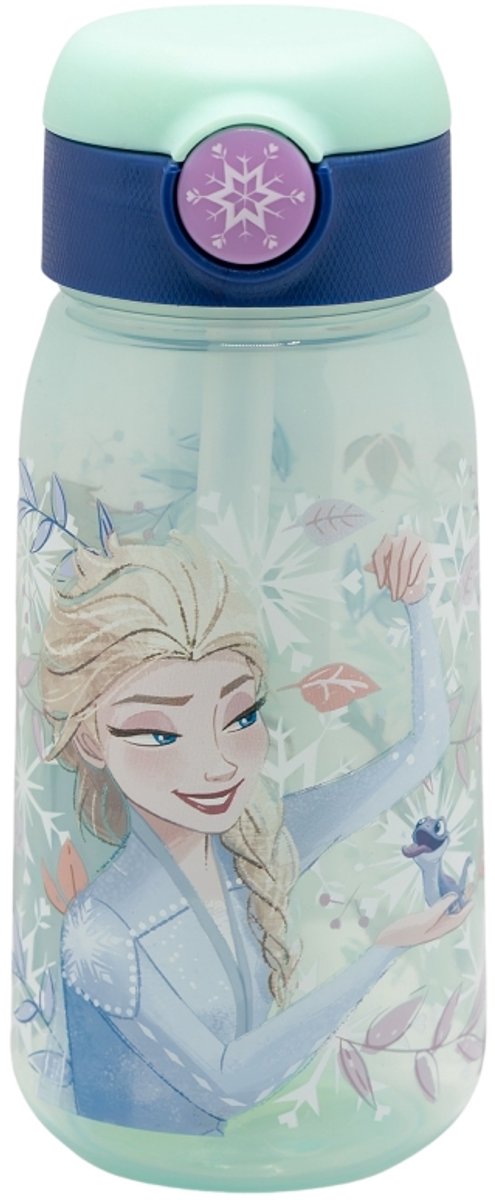 Bicchiere Disney Frozen Frozen per bambini – Elsa Anna – 510 ml – Senza BPA – Cannuccia con pulsante – A prova di perdite