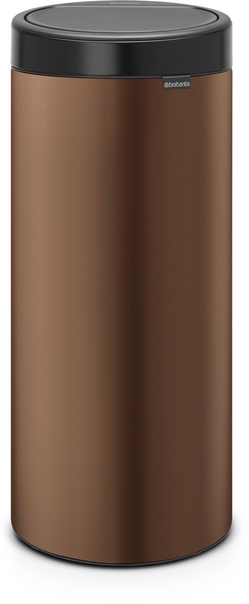 Brabantia touch bin prullenbak - 30 liter - warm bronze matt black deksel