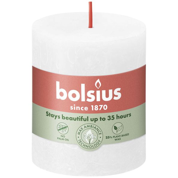 Bolsius rustic pillar candle cloudy white ø68x80 mm 30 hours (4 pieces)
